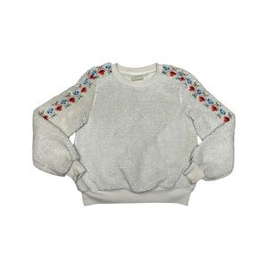 Anthropologie Maeve Embroidered Sherpa Sweater